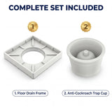 Novera Global Ceramic Square Tile Insert Floor Drain with Anti-Cockroach Trap Cup | Invisible Bathroom Drain Jali | 10-Year Warranty | Rust & Fade Proof Floor Waste Drain for Shower & Balcony (White)