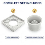 Novera Global Ceramic Square Tile Insert Floor Drain with Anti-Cockroach Trap Cup | Invisible Bathroom Drain Jali | 10-Year Warranty | Rust & Fade Proof Floor Waste Drain for Shower & Balcony (White)