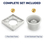 Novera Global Ceramic Square Tile Insert Floor Drain with Anti-Cockroach Trap Cup | Invisible Bathroom Drain Jali | 10-Year Warranty | Rust & Fade Proof Floor Waste Drain for Shower & Balcony (White)