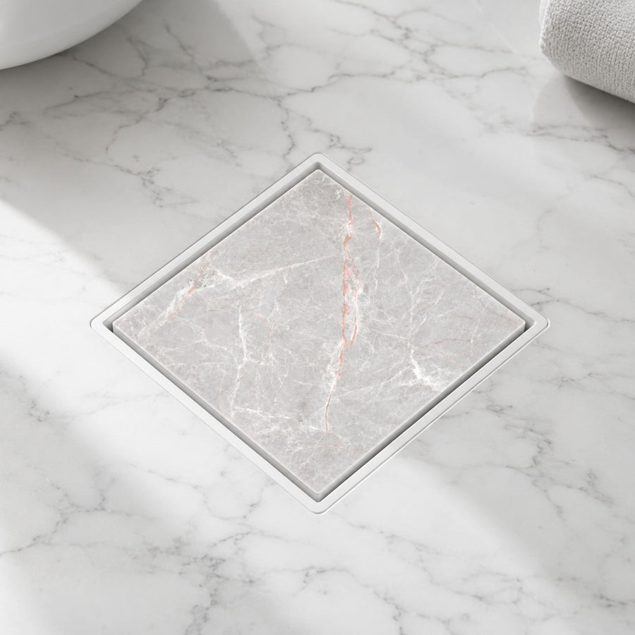 Novera Global Ceramic Square Tile Insert Floor | Invisible Bathroom Drain Jali | 10-Year Warranty | odor blocker drain | Rust & Fade Proof Floor Waste Drain for Shower, Kitchen & Balcony (White)