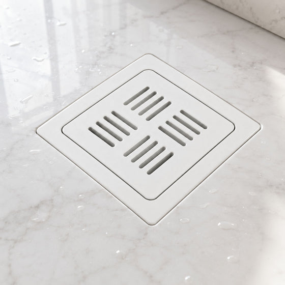 Novera Global Ceramic Square Slotted Floor Drain for Bathroom | Premium Drain Jali | 10-Year Warranty | Rust & Fade Proof Waste Water Drain Cover for Shower Area, Kitchen, Balcony & Wet Rooms (White)