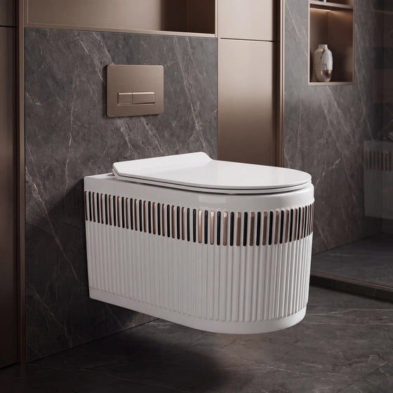 Novera Global Filigree Wall Hung Western Toilet with Rose Gold Accents