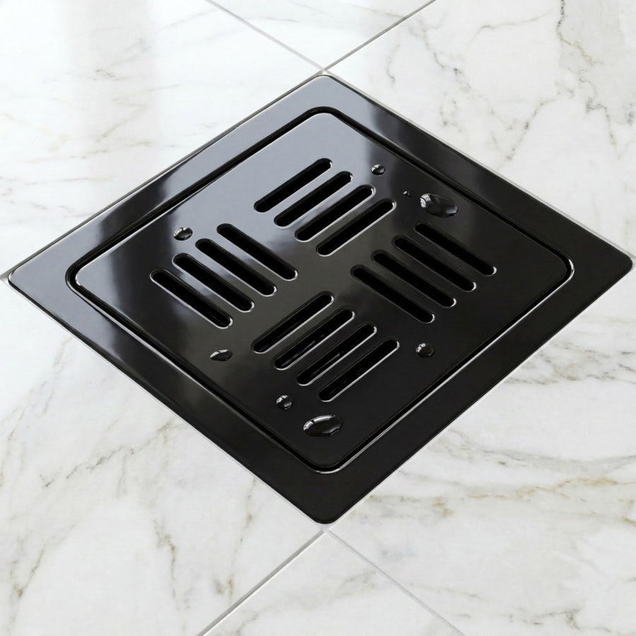 Novera Global Ceramic Square Slotted Floor Drain for Bathroom | Premium Drain Jali | 10-Year Warranty | Rust & Fade Proof Waste Water Drain Cover for Shower Area, Kitchen, Balcony & Wet Rooms (Black)