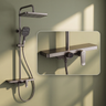 Novera Global Smart Shower Panel Set, Triflow Functions-Overhead Rain Shower + Hand Shower + Waterfall Tub Spout | 5-Year Warranty | Mixer with Hot & Cold Dual Knob, Adjustable Height Shower System, Wall Mounted Shower (Brushed Gunmetal)