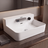 Novera Global FLOWBOX Ceramic Wash Basin for Bathroom with Built-In Faucet, Rain & Cascade Dual Water Flow, Hot Cold Mixer, Tabletop & Wall-Mount Installation, Glossy White, 60.5 × 47 × 24.5 cm