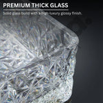Close-up of a premium thick glass product with a high-luxury glossy finish on a dark background.