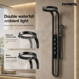NOVERA Halo Smart Shower Panel Features with Digital Display, Rainfall and Waterfall Modes