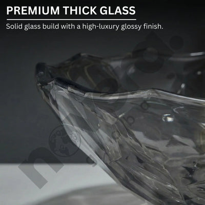 Clear glass product with text highlighting premium thick glass quality.