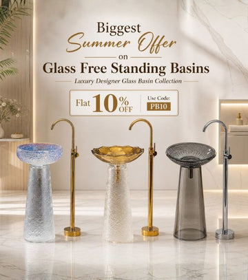 Novera Global wudu wash basin and glass pedestal basin collection — premium bath fixtures in India