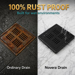Novera Global Ceramic Square Slotted Floor Drain for Bathroom | Premium Drain Jali | 10-Year Warranty | Rust & Fade Proof Waste Water Drain Cover for Shower Area, Kitchen, Balcony & Wet Rooms (Black)