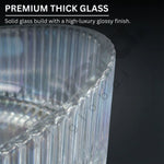 Clear glass object with text highlighting premium thick glass quality