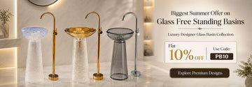 Novera Global wudu wash basin and glass pedestal basin collection — premium bath fixtures in India