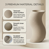 Novera Global Sway Freestanding Pedestal Wash Basin | 10-Years Warranty | Roca Series Artificial Stone Floor Standing Designer Basin | Luxury Pedestal Basin Bathroom Sink in Japanese Shape | Textured Matte Ivory Finish