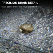 Close-up of a crystal-like surface with a precision drain detail.