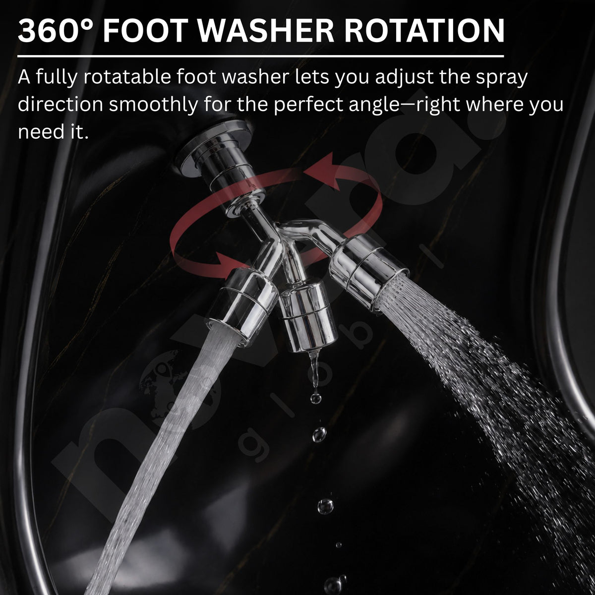 Wudu Basin Imperial Black (Ceramic) | One-Piece Pedestal Ablution Basin with Leg Wash – Novera Global