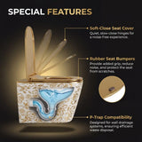 Tokyo Wall Hung Western Toilet | Ceramic Wall Mounted Commode with UF Soft Close Seat (Gold & White) – Novera Global Novera Global