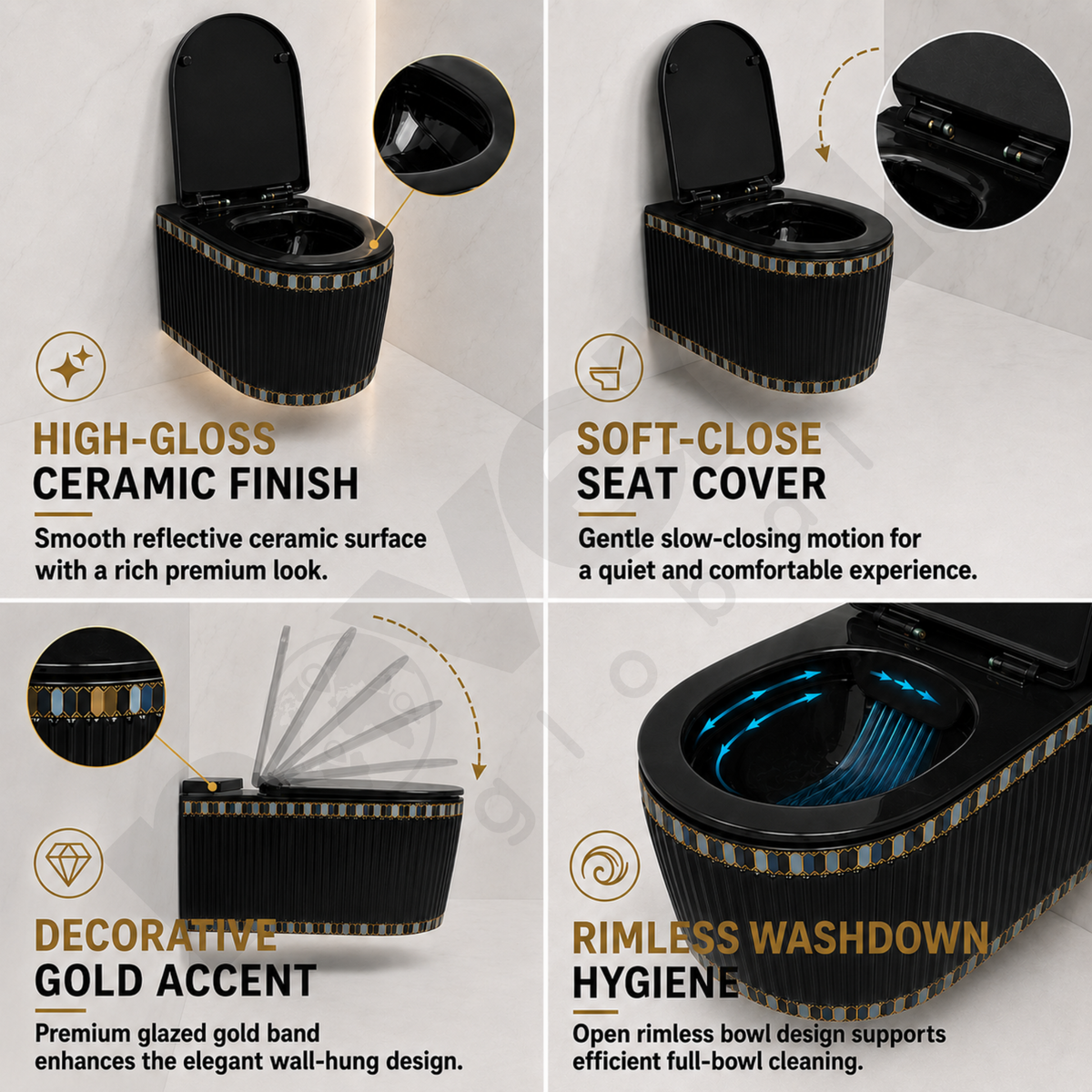 Silent Soft Close Seat with High Load Capacity Toilet