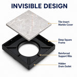 Novera Global Ceramic Square Tile Insert Floor | Invisible Bathroom Drain Jali | 10-Year Warranty | odor blocker drain | Rust & Fade Proof Floor Waste Drain for Shower, Kitchen & Balcony (Black)