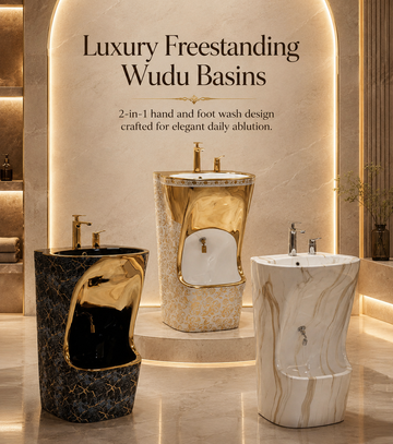 Novera Global wudu wash basin and glass pedestal basin collection — premium bath fixtures in India