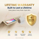 Product with a lifetime warranty badge on a light background