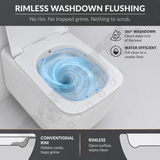 Novera Global Rimless Wall-Hung Commode | Ceramic Western Toilet with Soft-Close Seat Cover | 5-Year Warranty | P-Trap Wall-Mounted Bathroom WC | Antibacterial Washdown Flush (White Textured)