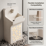 Novera Global Blossom Freestanding Pedestal Wash Basin | 10-Year Warranty | Luxury Artificial Stone Floor Standing Designer Basin with Warm LED Floral Design Bathroom Sink | Matching Faucet & Drain Included