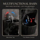Wudu Basin Imperial Black (Ceramic) | One-Piece Pedestal Ablution Basin with Leg Wash – Novera Global