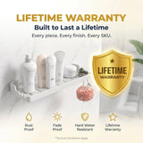 Product display with lifetime warranty badge and features listed on a white background