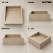Novera Global Square Ceramic Tile Wash Basin – Matt Sand Beige