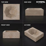 Designer Square Table Top Wash Basin in Natural Sand Beige Stone Look Finish