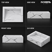 Novera Global Square Ceramic Tile Wash Basin – Glossy Black White Marble