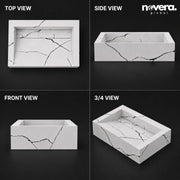 Novera Global Rectangular Ceramic Tile Wash Basin – Glossy White Black Marble
