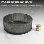 Bathroom sink basin with pop-up drain on a gray background