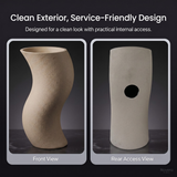 Novera Global Sway Freestanding Pedestal Wash Basin | 10-Years Warranty | Roca Series Artificial Stone Floor Standing Designer Basin | Luxury Pedestal Basin Bathroom Sink in Japanese Shape | Textured Matte Ivory Finish