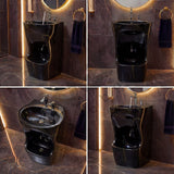 Wudu Basin Imperial Black (Ceramic) | One-Piece Pedestal Ablution Basin with Leg Wash – Novera Global