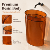Novera Global Lucent Pedestal Wash Basin | 10-Years Warranty | Premium Imported Translucent Amber Resin Freestanding Bathroom Basin | High Gloss Finish | Included Accessor Drainer, 500 x 320 x 850 mm