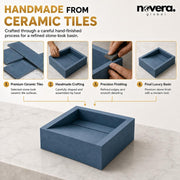 Novera Global Square Ceramic Tile Wash Basin – Matt Steel Blue