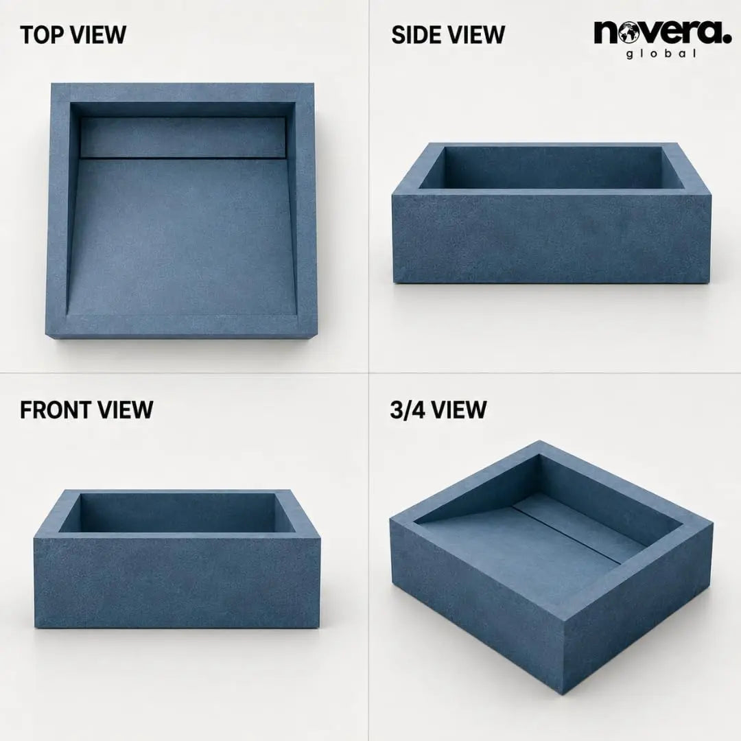 Square Handmade Ceramic Wash Basin Multi-Angle Product Display