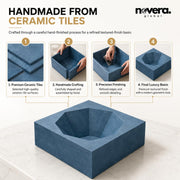 Novera Global Diamond Ceramic Tile Wash Basin – Matt Steel Blue