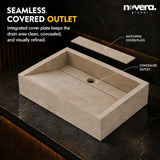 Sand Beige Countertop Wash Basin with Hidden Outlet Cover Design