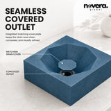 Square Ceramic Vessel Sink with Hidden Outlet Cover Design