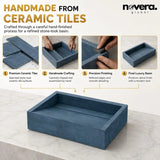 Novera Global Rectangular Ceramic Tile Wash Basin – Matt Steel Blue Novera Global
