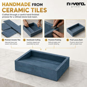Novera Global Rectangular Ceramic Tile Wash Basin – Matt Steel Blue