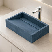 Novera Global Rectangular Ceramic Tile Wash Basin – Matt Steel Blue