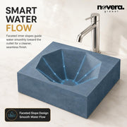 Novera Global Diamond Ceramic Tile Wash Basin – Matt Steel Blue