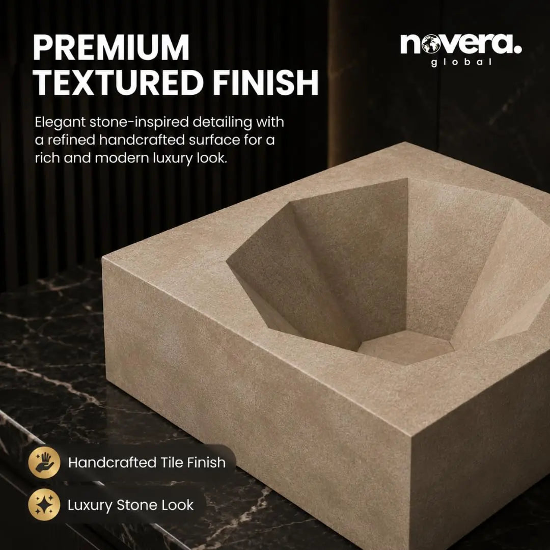 Modern Diamond Collection Ceramic Vanity Basin for Luxury Bathroom Countertops