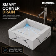 Novera Global Square Ceramic Tile Wash Basin – Glossy Black White Marble