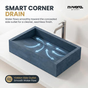 Novera Global Rectangular Ceramic Tile Wash Basin – Matt Steel Blue
