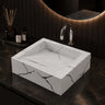 NOVERA Marble Vein White Handmade Ceramic Tile Square Table Top Wash Basin for Luxury Bathroom
