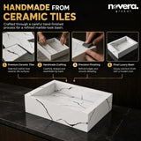 Architectural Ceramic Table Top Wash Basin with Black Marble Veins and Glossy Finish